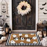Tinideya felpudo frontal Halloween, bienvenida visible y estilo festivo