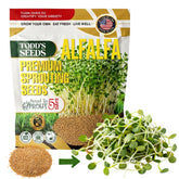 Todd's Seeds paquete frontal mostrando semillas alfalfa y garantía Non‑GMO