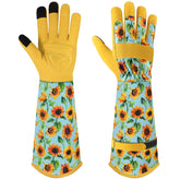 Trifabricy guantes frontal mostrando diseño floral y agarres ergonómicos