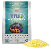 True Organic bolsa frontal mostrando azufre prilled y cobertura amplia