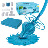 U.S. Pool Supply vista frontal del limpiador Octopus mostrando estructura y beneficios de succión