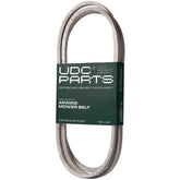 UDC Mower Belts correa 539109243 frontal con embalaje y tamaño claro