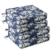 UNIKOME vista frontal del juego de cojines azul floral, añade estilo al patio