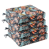 UNIKOME vista frontal del set de 4 cojines mostrando diseño Colorful Leaves y ajuste