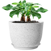 UOUZ maceta frontal blanco moteado mostrando diseño moderno y elegante