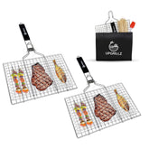 upgrillz vista frontal del kit mostrando las dos cestas y la bolsa, fácil transporte