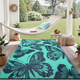 Uphome alfombra frontal teal mostrando tamaño y color vibrante
