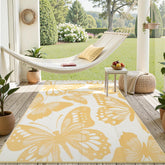 Uphome alfombra exterior frontal mostrando patrón mariposa y color amarillo