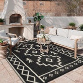 Uphome alfombra frontal 8x10 mostrando patrón reversible y fácil limpieza