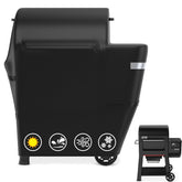 Utheer vista frontal de la funda protegiendo la parrilla Weber Searwood