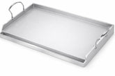 Utheer plancha frontal mostrando tamaño y cubierta antiadherente, para cocinar más alimentos