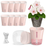 Vandorelle pack de 10 macetas rosa vistas frontales, estética y organización