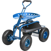 VEVOR vista frontal del carrito con asiento, facilita trabajo cómodo