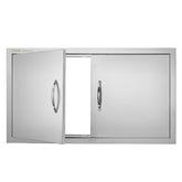 VEVOR puerta doble frontal mostrando montaje al ras y acceso ordenado