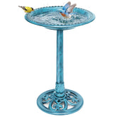 VIVOHOME vista frontal del bird bath azul mostrando diseño atractivo y durable