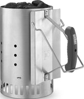 Weber chimenea frontal mostrando diseño y capacidad rápida