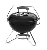 Weber Smokey Joe vista frontal portátil mostrando diseño y facilidad de transporte
