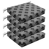 Wellsin cojín frontal mostrando diseño negro geométrico y comodidad