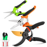 Wevove pack frontal mostrando las tres tijeras y guantes, beneficio: organización lista para jardinería