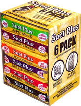 Wildlife Sciences vista frontal del paquete Suet Plus 6 pack mostrando variedad y practicidad