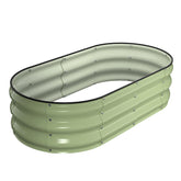 Winpull vista frontal de la jardinera 4x2x1 ft mostrando acabado avocado green y robustez
