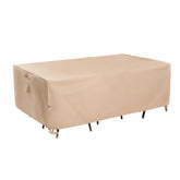 WJ-X3 vista frontal de la funda beige protegiendo un seccional, protección completa