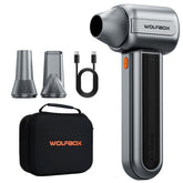 WOLFBOX MF400 frontal con accesorios mostrando portabilidad y organización