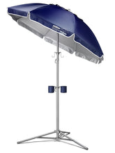 Wondershade vista frontal mostrando el toldo navy y cobertura amplia