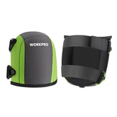 WORKPRO empaque frontal mostrando rodilleras y beneficios de protección