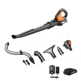 WORX WG545.1 vista frontal del soplador mostrando diseño compacto y fácil agarre