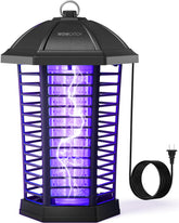 WowCatch vista frontal del zapper exterior mostrando la jaula protectora y LEDs, facilita control de insectos
