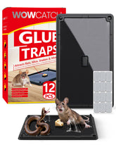 WowCatch caja frontal del pack mostrando 12 trampas, solución sin veneno