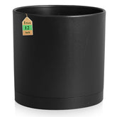 WSMKSZ vista frontal maceta negra, diseño elegante y capacidad
