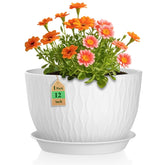 WSMKSZ maceta frontal blanca con ondas, aporta estilo decorativo