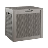WTFGO caja rattan gris frontal mostrando diseño y capacidad