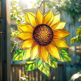 XISZYS girasol frente del adorno mostrando colores vivos y efecto vidriera
