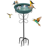 YOADEHOA vista frontal del baño de aves con diseño verde y función dual