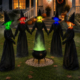 Zesua frente del paquete con cinco brujas iluminadas mostrando decoración exterior