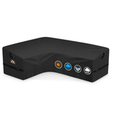 Zettum vista frontal de la funda protegiendo sofá seccional, protección completa