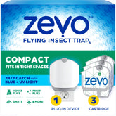 ZEVO trampa frontal mostrando diseño compacto y discreto, reduce insectos