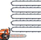 ZIYIZE frontal del pack de cinco cadenas 16" con etiqueta visible, repuesto listo
