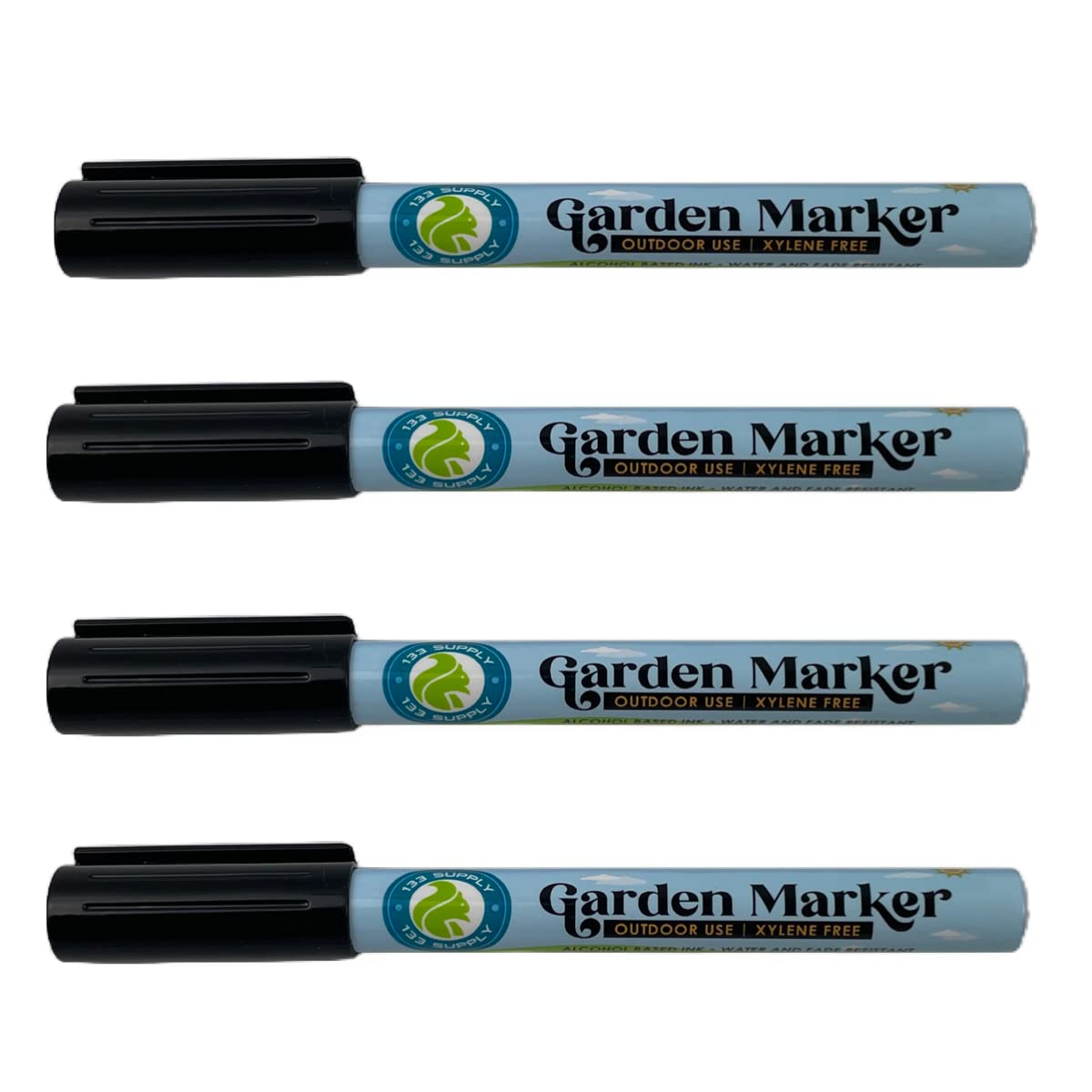 133 SUPPLY pack frontal mostrando cuatro marcadores resistentes al agua y organizacion