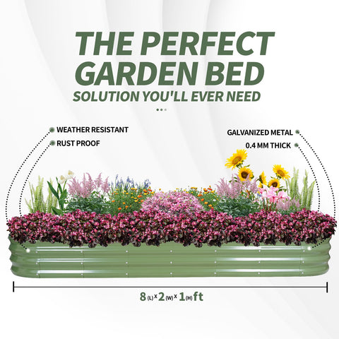 1MORE cama elevada con verduras plantadas demostrando capacidad de cultivo