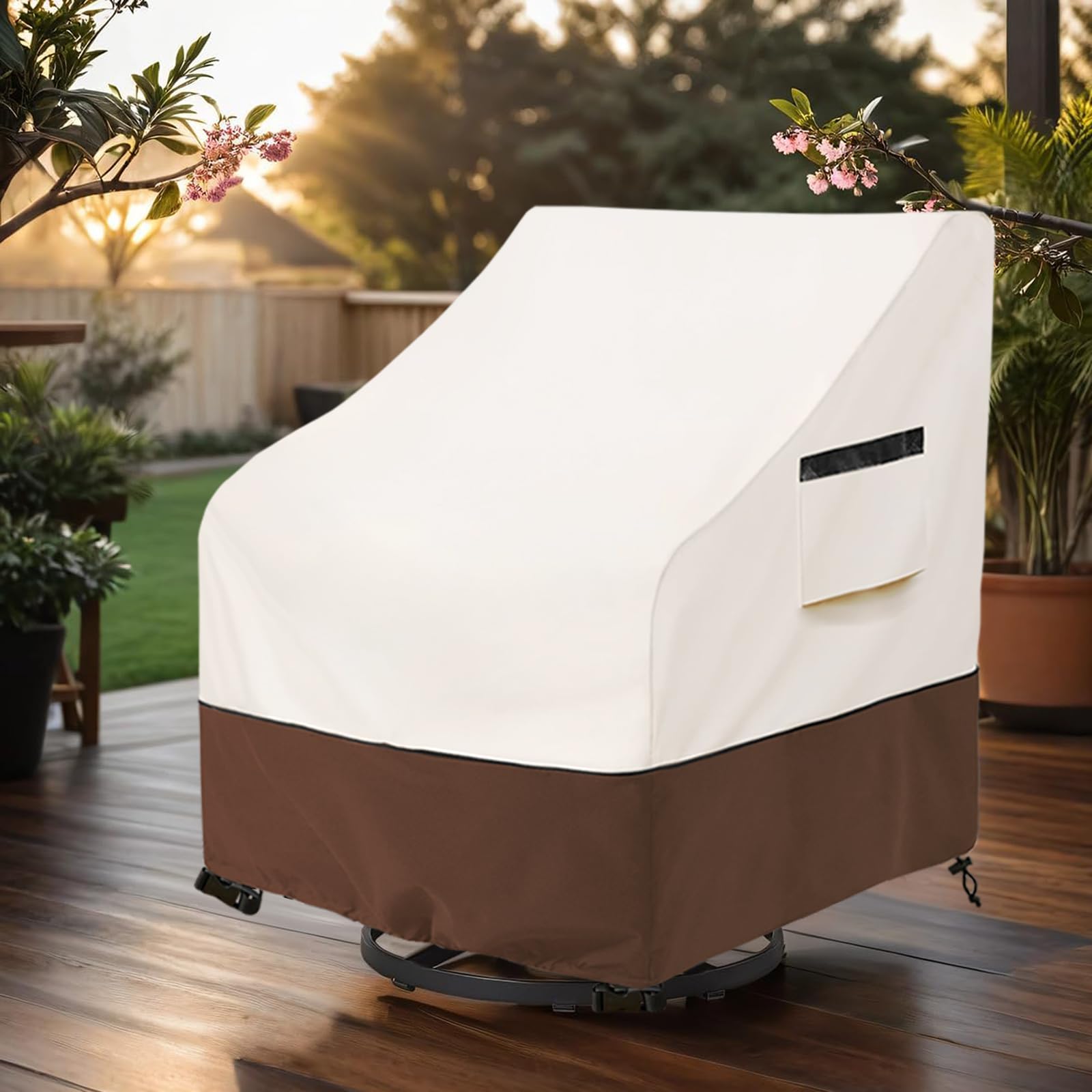 Aacabo estilo terraza beige mostrando funda integrada en ambiente