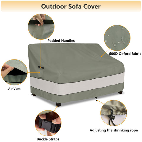 Aacabo funda en uso sobre sofá de patio manteniendo muebles secos