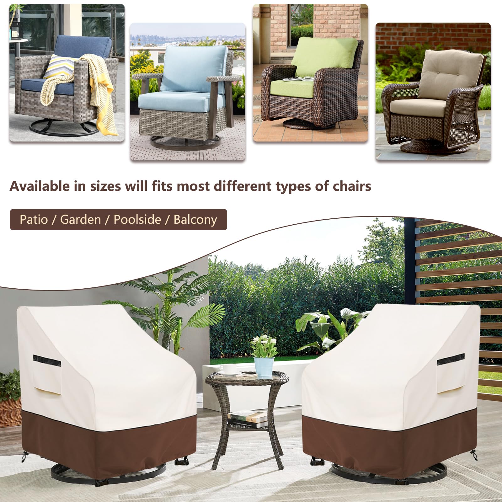 Aacabo sillón con funda en uso protegiendo muebles exteriores