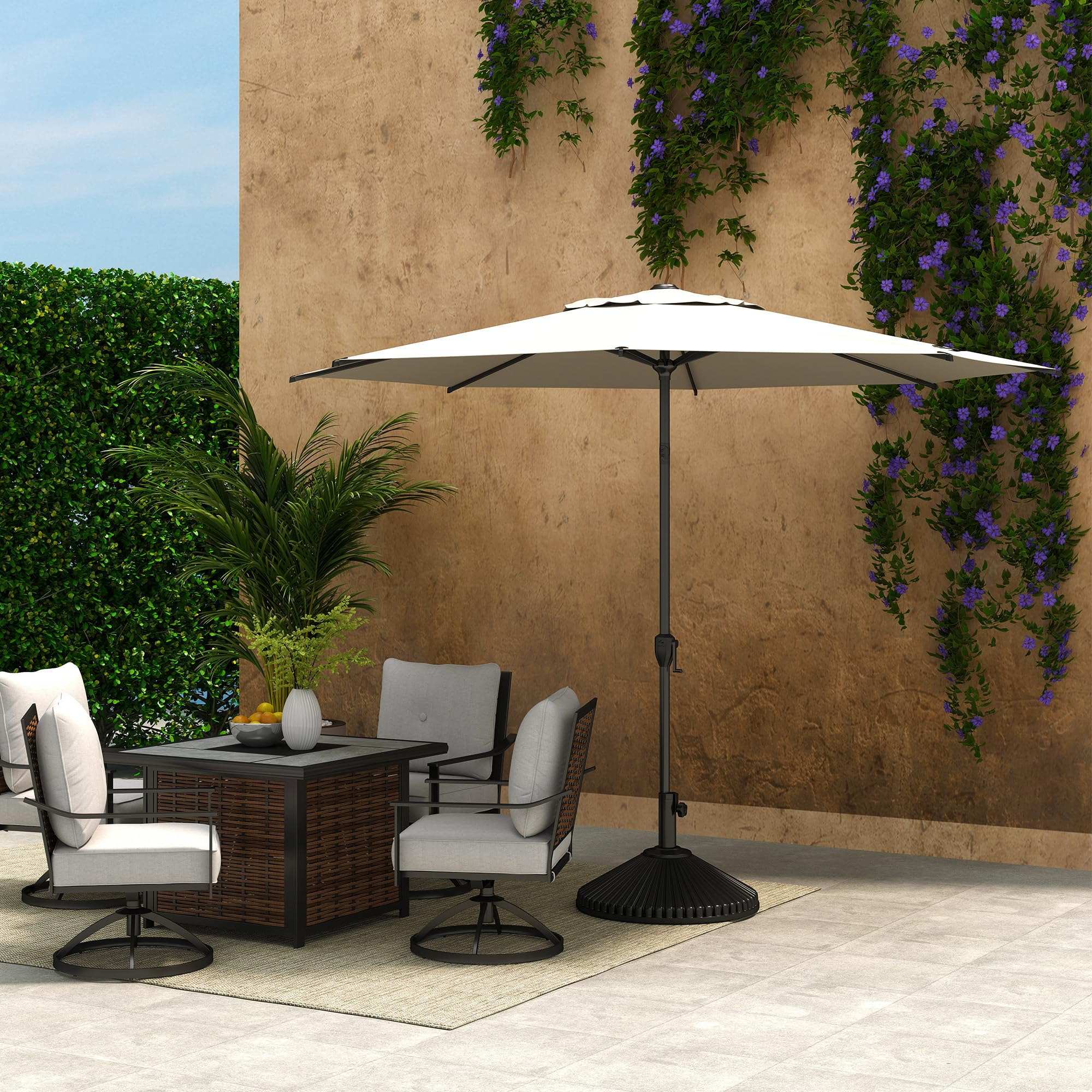 Abba Patio comparación de escala con persona mostrando tamaño real