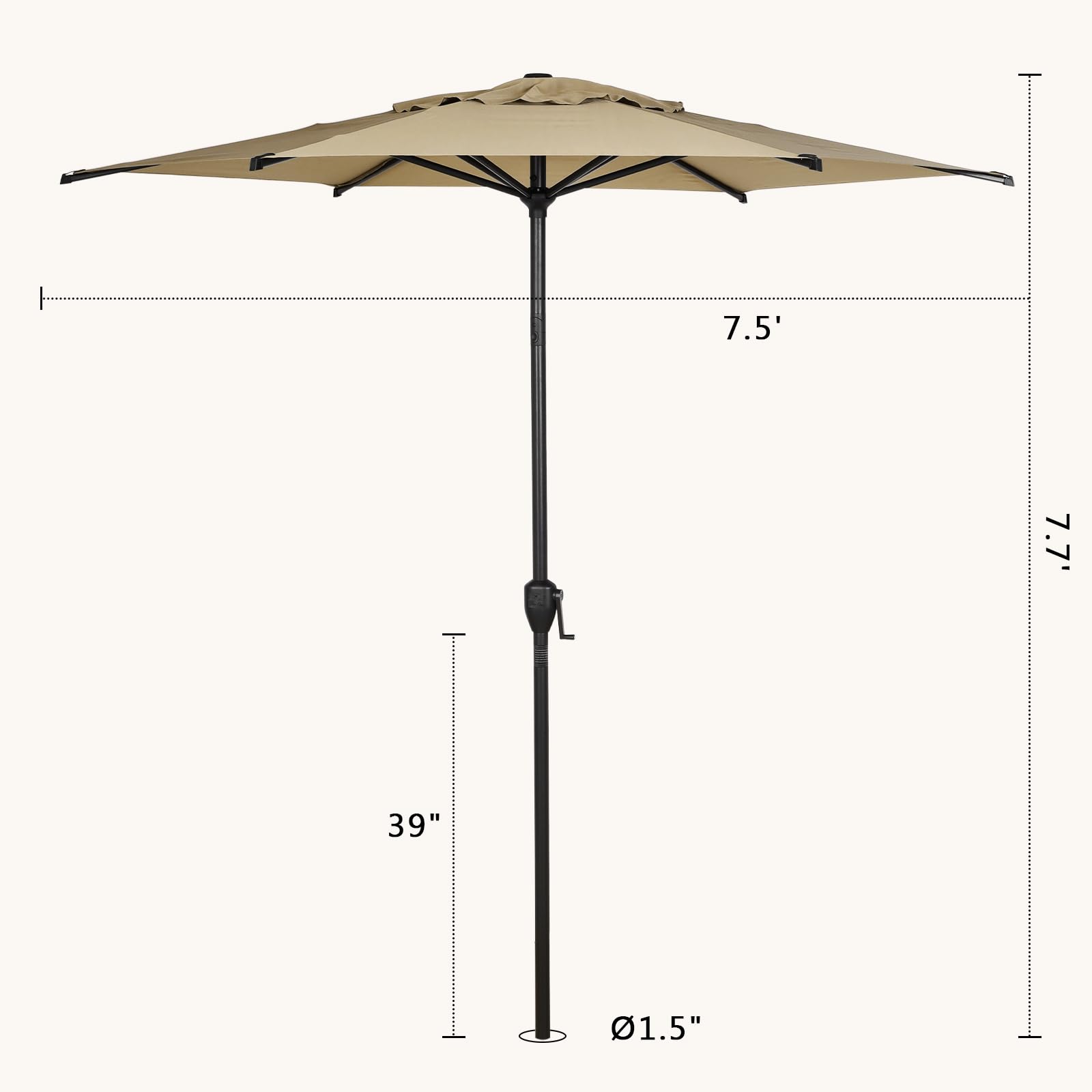 Abba Patio sombrilla junto a mesa para mostrar cobertura para 4–6 personas