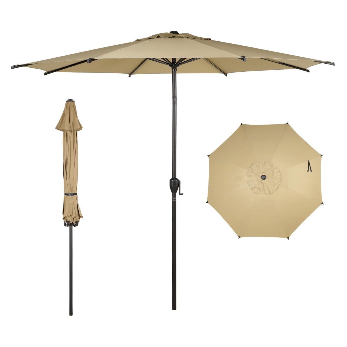 Abba Patio vista frontal del parasol tan mostrando cobertura amplia