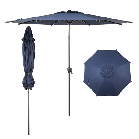 Abba Patio vista frontal de la sombrilla navy blue mostrando cubierta amplia